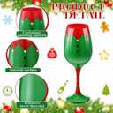 4 Pcs Christmas Wine Glasses 16.8 Oz Set Santa Belt Snowman Drinking Goblets Cups Xmas Hand Painted Wine Cup for Home Bar Diner Birthday Wedding Christmas Party Favors