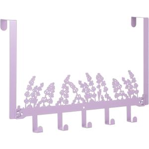 AceOrbit Purple Lavender Flower Over The Door Hooks Wall Mount Towel Hanger Cute Door Holder Rack with 5 Hooks Hanging Towel, Coat Keys, Bags, Clothes for Bedroom Bathroom Kitchen Dorm Room Organizer