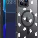 FUNMIKO for iPhone 16 Pro Max Case with Privacy Screen Protector, Wireless Charging Compatible, Shockproof Translucent Matte Cover - Cute Floral Design Phone Case for Women Girls - Cute Elves