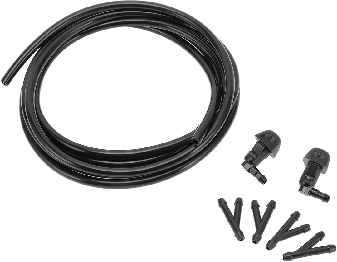 Windshield Washer Nozzle Kit, Front Windshield Spray Nozzles Wiper Spray Washer Jet with Fluid Hose for Honda Odyssey 3.5L V6-Gas Black, 1 Set