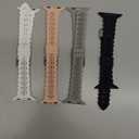 Bandiction 4 Pack Lace Silicone Bands Compatible with Apple Watch Bands 38mm 40mm 41mm 42mm 44mm 45mm 46mm 49mm, Women Slim Thin Hollow-out Wristband for iWatch Series 11 10 9 Ultra 8 SE 7 6 5 4 3 2 1 (Black/White/Sand Pink/Stone)