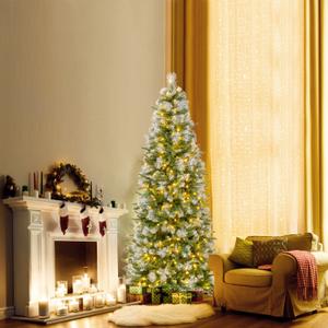 6/7.5/9 FT Artificial Christmas Tree with Warm-White LED Lights