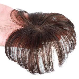 RemeeHi Silk Base Clip In Human Hair Toppers -Loss Thin Hair Top Replacement Straight 10cm Invisible Bangs Toupee Natural Balck