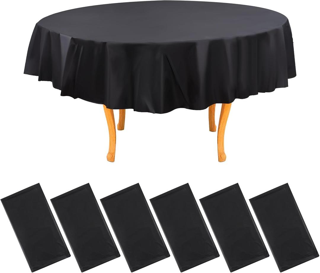 Table Cover Pack of 6 - Round - Black (Round 84" Dia)