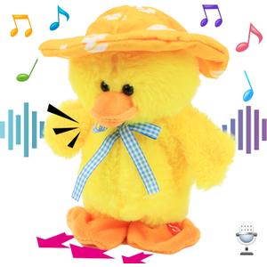 Hopearl Talking Singing Duck Toy Repeats What You Say Walking Duckling Electric Interactive Animated Toy Speaking Plush Buddy Gifts for Toddlers, Yellow, 8''