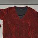 YYA Women's Casual V Neck Blouse Long Lantern Sleeve Spark Shining Blouses Top Shirts Red XL
