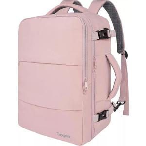 Taygeer Travel Backpack for Women, Carry On Backpack with USB Charging Port & Shoe Pouch, TSA 15.6inch Laptop Mochila Flight Approved, Nurse Bag Casual Daypack for Weekender Business Hiking, Pink