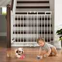 Mom's Choice GROWNSY Baby Gate No Bottom Bar, Adjustable Width 26 to 36 for Child and Pet, Dog Gate with Auto-Close & One-Hand Operation, Screw-in Installation for Doorways and Indoor Use (White)