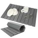 Large Stone Dish Drying Mat for Kitchen Counter, Eco-friendly, Instant Drying Pad,Diatomaceous Earth Water Absorbing Mat, Foldable and Super Absorbent Dish Drying Stone Mat, 24"×16", Dark Gray