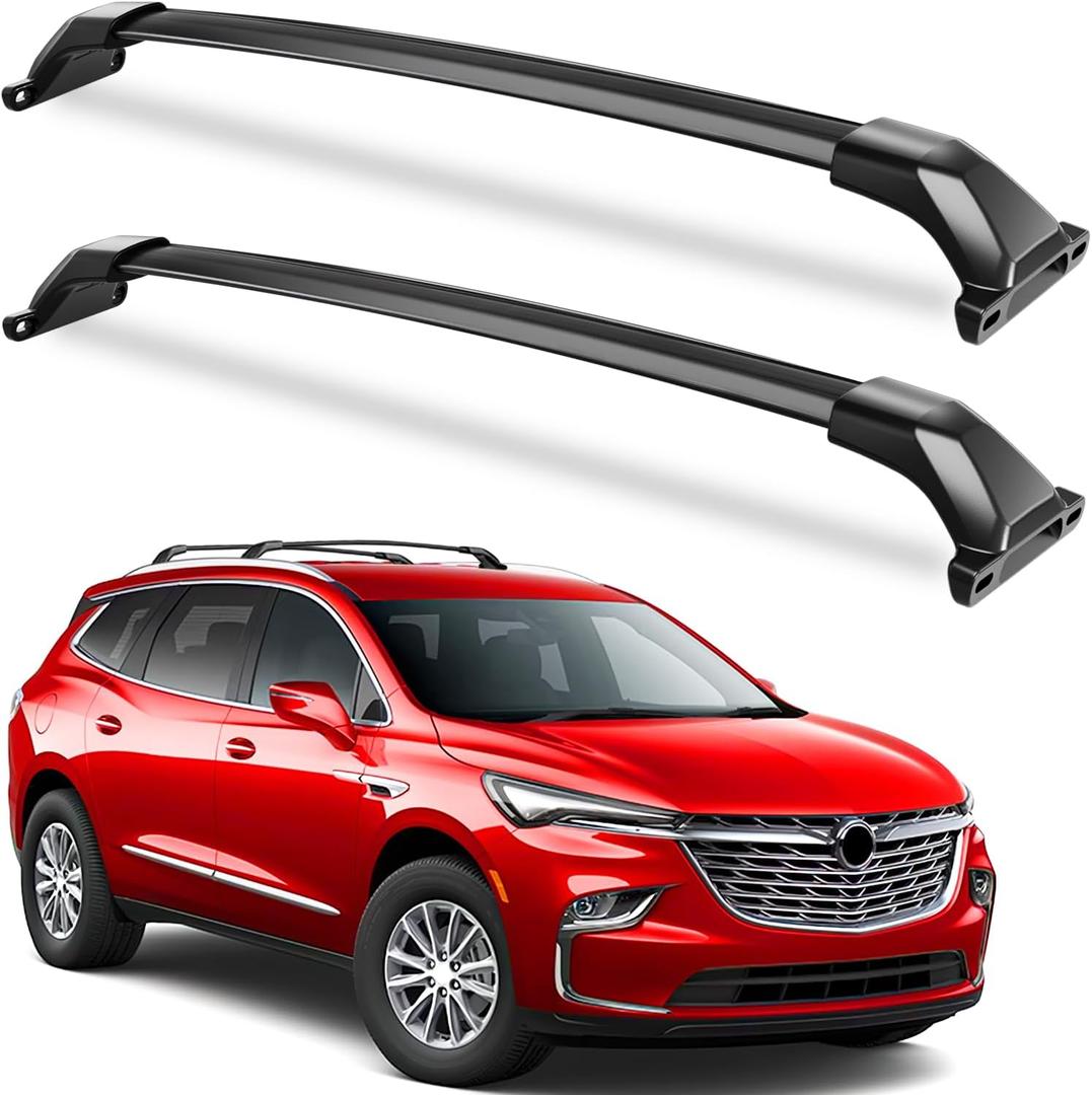 KINGGERI 300lbs Roof Rack Cross Bars Compatible with Buick Enclave 2018-2024 (with Flush Side Rails), Heavy Duty Aluminum Roof Rails Crossbars Luggage Cargo Carrier Rooftop Car SUV Black Accessories