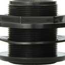 Lifegard Aquatics Standard Threaded Bulkhead Kit for Fish Aquariums – High-Impact Resistant PVC – Includes Bulkhead Fitting, Gasket, Lock Nut – Jet Black – 1-1/2 Inch