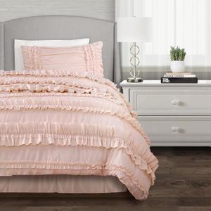 Lush Decor Belle Comforter Twin XL Size 3 Piece Set Blush - Twin Dorm Bedding Set - Pink Comforter - Coquette Dorm Decor, College Essentials, Blush 