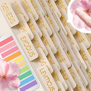 Bible Tabs Neutral Cream, Laminated Bible Tab with Label Women & Men, Christian Gifts, Large Print Bible Tabs for Easy Navigation, Bible Book Index Tabs Labels, Bible Study Supplies