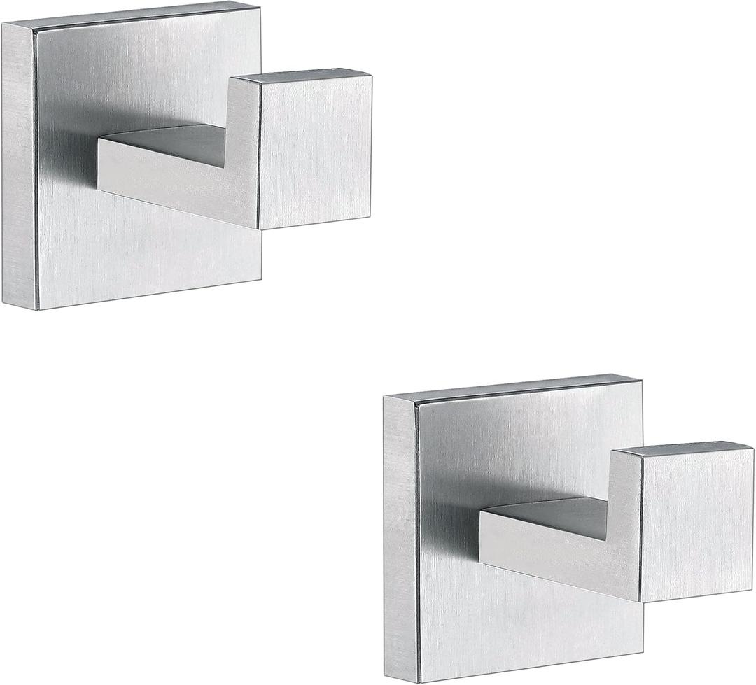 Towel Hooks for Bathrooms, Brushed Nickel Towel Hook for Kitchen Bathroom, SUS304 Stainless Steel Coat Hook, Heavy Duty Towels Holder Hooks for Hanging Towels,Coats,sponges,Clothes,Wall Mount, 2 Pack