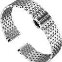 BINLUN Ultra Thin Mesh Stainless Steel Watch Band Light Watch Strap Polished Watch Bracelets Replacement 12mm/14mm/16mm/18mm/20mm/22mm for Men Women with Butterfly Buckle (Silver)