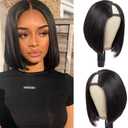 PANEWAY U Part Wig Human Hair Wigs For Black Women 10 inch Short Bob Straight Wig Brazilian Remy Human Hair Bob Wigs Clip in Half Wig U Part Hair Extensions Natural Color