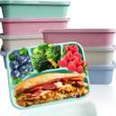 Aellabus 8 Pack Bento Box, Lunch Containers Wheat Straw Meal Prep Containers Reusable, Microwave and Dishwasher Safe Lunch Containers for Adults, Bento Lunch Box for Kids