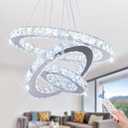 Chandelier LED Crystal Chandelier Lighting Dimmable LED Chandeliers Modern Ceiling Light Fixture 3 Rings Adjustable Stainless Steel Pendant Light for Bedrooms Living Room