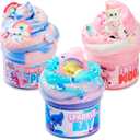 JOYIN 3-Pack Slime Party Favors, Cloudfin Manta Ray, Bubblegum Unicorn, Strawberry Milk Cow, 8 oz., Soft, Non-Sticky, Mess-Free, Slime Bulk Toys for Kids, Boys and Girls Birthday Gifts