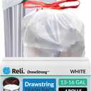 Reli. Tall Kitchen Drawstring Trash Bags 13 Gallon | 500 Count Bulk | Kitchen Garbage Bags | White | 13 Gallon - 16 Gal Capacity