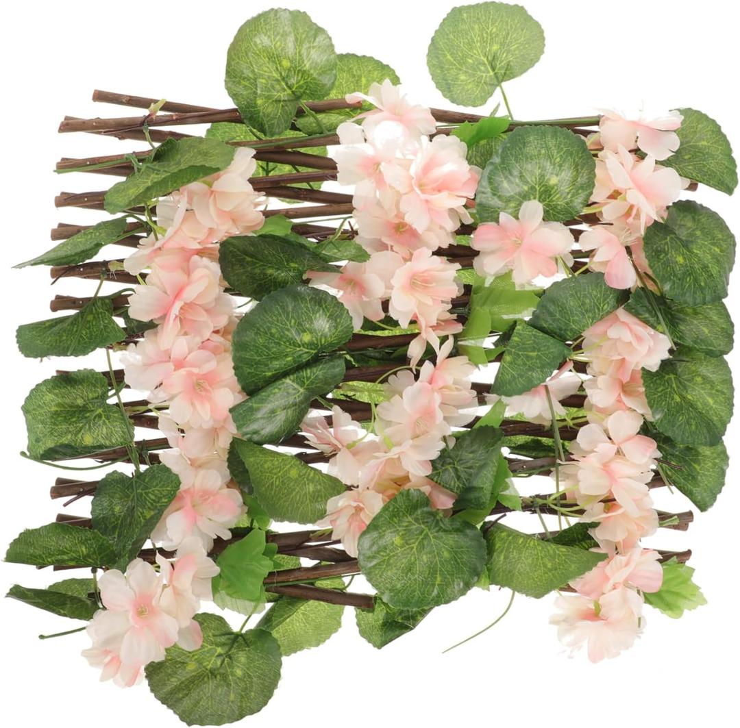 Artificial Flower Privacy Fence Screen Retractable Garden Trellis for Outdoor Patio Balcony and Deck Decoration Expandable Lattice Panels Faux Floral Design