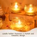 GLEAVI Glass Votive Candle Holders Set of 6, Clear Lotus Tealight Candle Holder Centerpieces, Thick Heavy Base Flower Candlestick for Wedding Reception Party Home Decor Table