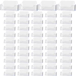 Thenshop 64 Pack Business Card Holder Desktop Business Card Stand Acrylic Holder Stand Clear Postcard Display for Home Office Desk Table (Desktop Style)
