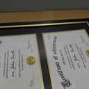 Double Diploma Frame 14x20, Display Two 8.5x11 Degree, Certificates, Documents, Tempered Glass with Acid-Free Black over Gold Mat, Dual Diploma Frame for Graduation, Black with Gold Trim