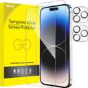 JETech Full Coverage Screen Protector for iPhone 14 Pro Max 6.7-Inch, with Camera Lens Protector, Tempered Glass Film, HD Clear, 2-Pack Each