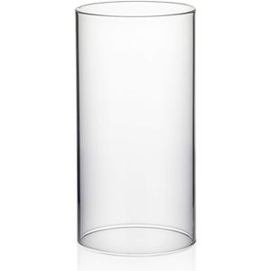 WGVI Hurricane Candle Holder Sleeve, Wide 4", Height 8", Clear Glass Cylinder Candleholder, Chimney Tube, Open Ended Candle Shade, 1 Piece