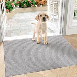 COSY HOMEER Indoor Door Mat Floor Mats Dirt Trapper Wet Shoes and Paws, Front Door Outside Entry Welcome Outdoor Entrance Dog Cat Mat, Anti Slip Washable, 24"x35",Grey
