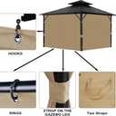 Gazebo Universal Replacement Privacy Curtain, 10'X12' Waterproof Outdoor Sidewall with Zipper for Patio, Garden and Backyard (4-Panels, Brown)