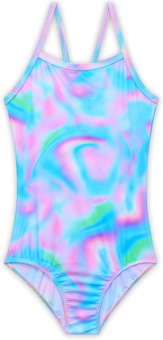Girls Swimsuits One Piece Sleeveless Bathing Suit Breathable Swimwear for Kids Child Beach with Sun Protection