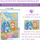 Cat and Dog 5D Diamond Painting Kit for AdultsPixel Style Puppy and Kitten Full Drill DIY Round Gem Art Diamond Art Kits Painting Crafts Ideal for Beginners and Home Wall Decor 12X16inch