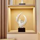 FJS Modern White Statue Table Decor for Living Room, Abstract Art Table Decor Accents, Resin Sculptures Home Decorations for Bookshelf TV Stand Living Room Dining Room Office