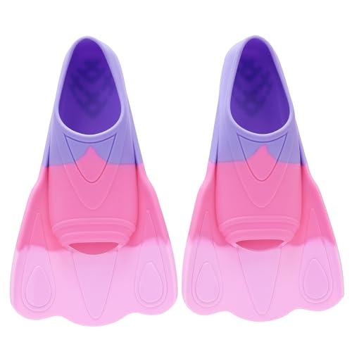 Kids Swim Training Fins, Comfortable Silicone Short Fins for Lap Swimming Flippers, Travel Size Flipper for Kids with Mesh Bag Size 13-2