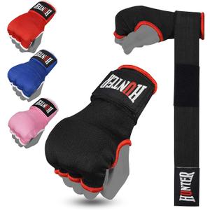 HUNTER Gel Boxing Hand Wraps for Men & Women, Quick Inner Gloves with Wrist Support for MMA, Muay Thai, Kickboxing & Martial Arts Training, Knuckle Protection (Pair) L/XL