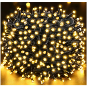 Techip 300 LED Christmas Lights Outdoor, Warm White Christmas Tree Lights Outside Waterproof Twinkle Lights Green Wire Connectable Plug in String Lights Indoor 108FT 8 Modes for Xmas House Decor