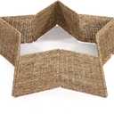 35 Inch Rattan Christmas Tree Collar Star Shape, Large Woven Basket Tree Skirt Base Cover for Holiday Rustic Farmhouse Home Decorations, Natural Seagrass Look Xmas Collar for 6-7.5 ft Trees