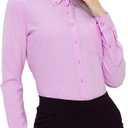 MGWDT Button Down Shirt Women Long Sleeve Blouse Oxford Shirt Classic-Fit Cotton Tops Wrinkle Resistant (2XS-3XL) (S)