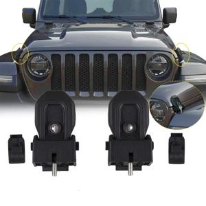 Hood Latches for 2025 2024 2023 2022 2021 2020 2019 2018 Jeep Wrangler JL Jeep Gladiator JT Anti-Theft Hood Lock Catch Latches Accessories 2Door 4Door 2pcs (ABS)