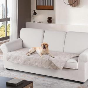 TAOCOCO 100% Waterproof Sofa Cushion Cover Reversible Couch Seat Cover for Dogs Pets Couch Cover for Chaise Sectional Sofa U Shape Sofa Furniture Protector Sofa Slipcover (Cream), Size: 30×70 Inch (Pack of 1)