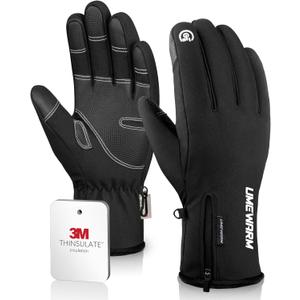 -10 Waterproof Winter Gloves Men, Touchscreen Fingers Snow Ski Gloves Women, 5-Layer Touch Screen Cold Weather Gloves (Medium, Black)