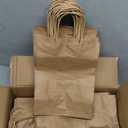 LAMJAMANER Medium Kraft Paper Bags with Handles, Brown Paper Gift Bags, 7.87x4.3x10.6 Inch, 100Pcs, Any Occasion, Wedding, Birthday, Baby Shower