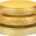 Wenqik 3 Pcs Cake Stand 16'' 14'' 12'' Round Metal Cake Stand Bases Display Holder Cookies Fruit Serving Tray Candy Display Plate Cupcake Dessert Pastry Riser for Wedding Birthday Party(Gold)