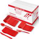 PLASTICPRO 1000 piece Cutlery Combo set of Red Plastic Forks, Spoons, and Knives Disposable Colored Cutlery Bulk Pack Variety Pack for Party Home Office