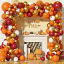 Fall Balloons Garland Arch Kit Orange Gold Burgundy White Confetti Balloons with Artificial Maple Leaves Garland for Thanksgiving Autumn Little Pumpkin Baby Shower Birthday Party Decorations