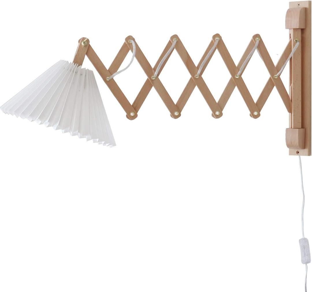 Plug in Mounted Wall Sconce, Swing Arm Wall Lamp for Bedroom, Living Room, Bedside Reading Light Fixtures with On/Off Switch,E26 Bulb Excluded (Burlywood)