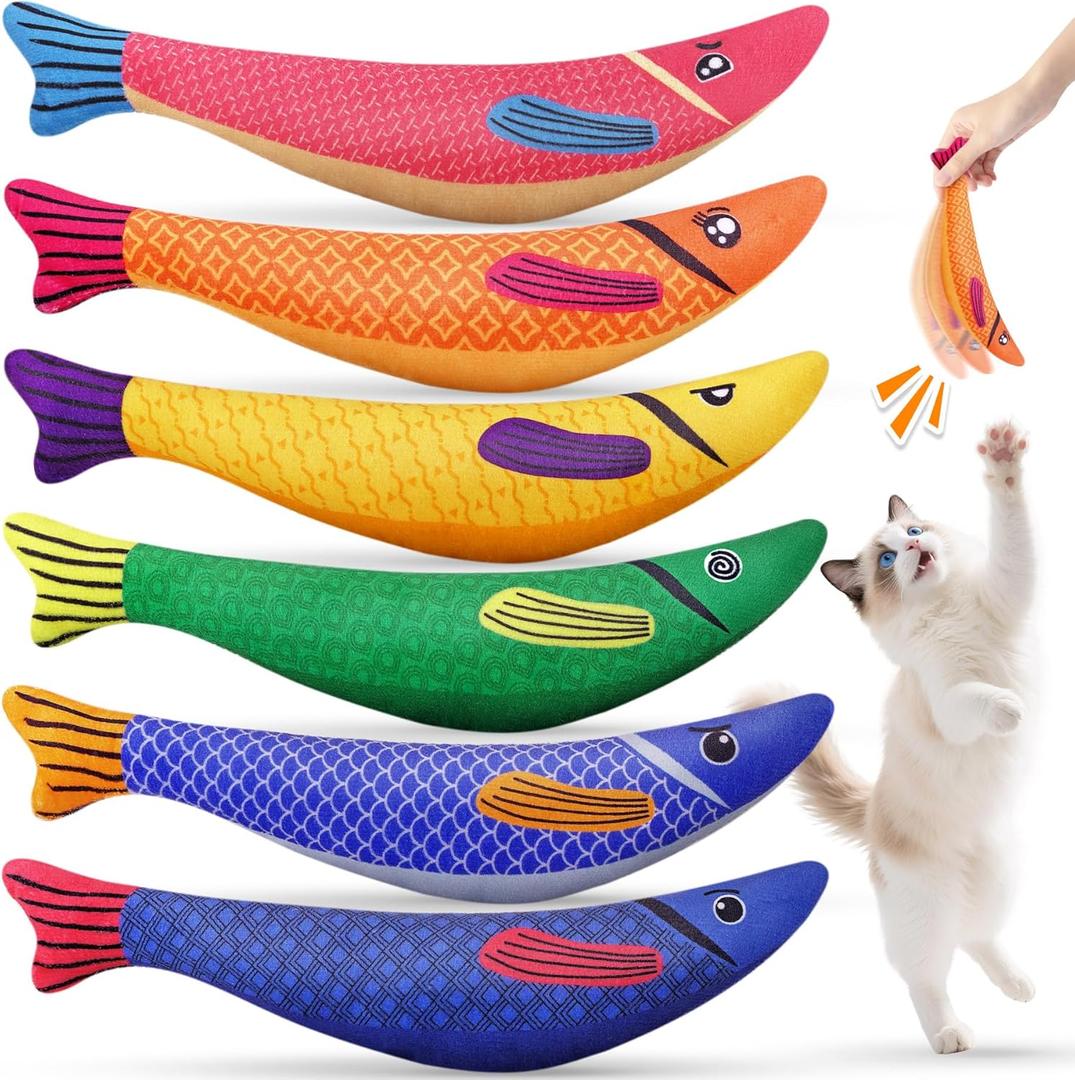 Cat Toys for Indoor Cats, 6 Pack Interactive Catnip Toys for Bored, Kitten Kicker Toy for Kitty with Sound, Cat Chew Toys for All Breeds