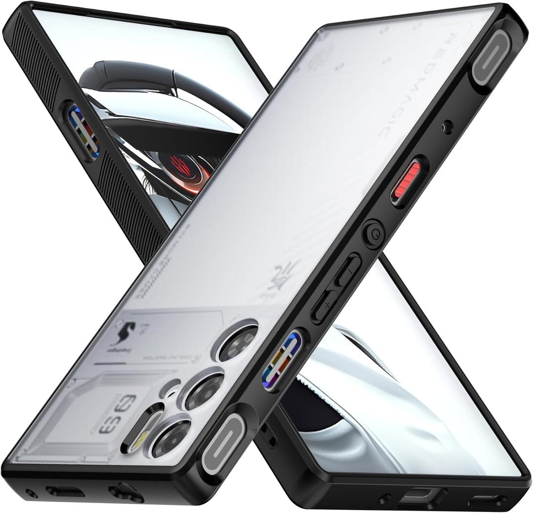 Foluu Slim Fit Case for ZTE Nubia Red Magic 9 Pro/9S Pro, Translucent Matte Hard PC Back & Soft TPU Bumper Protective Shockproof Case - Black